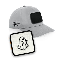 Spooky Ghost Cap Embroidered Removable Patch Halloween Light Grey Hat