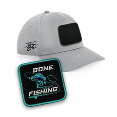 Fishing Cap Embroidered Patch Fish Hat Grey