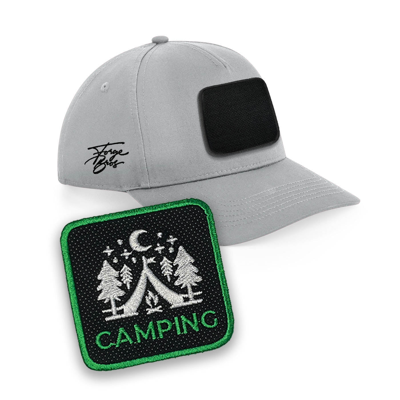 Camping Cap Embroidered Patch Outdoor Hat Grey