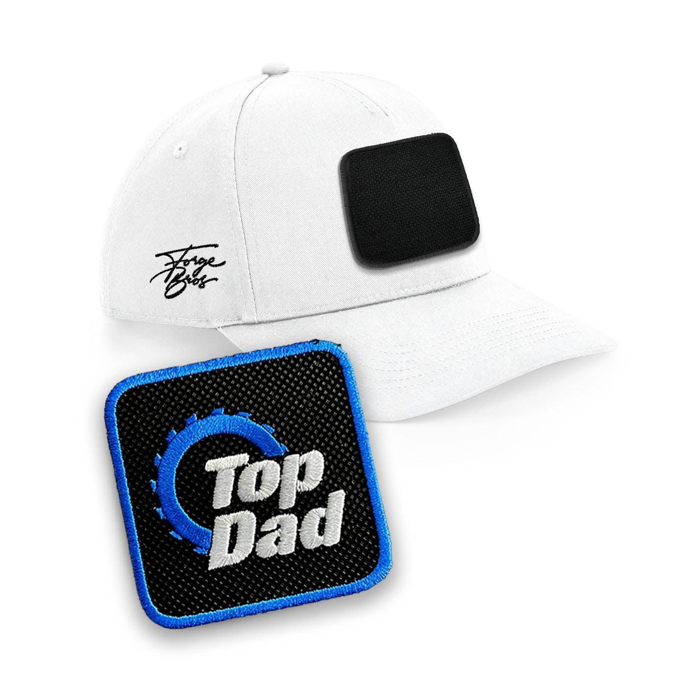 Top Dad Cap Embroidered Patch Birthday Hat White