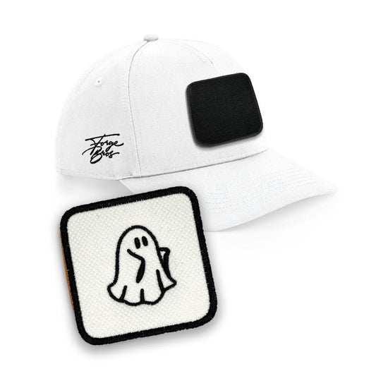 Spooky Ghost Cap Embroidered Removable Patch Halloween White Hat