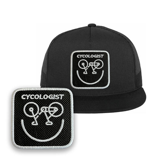 Cycologist Trucker Hat Embroidered Patch Bicycle Snapback Trucker Cap Black, White, Grey