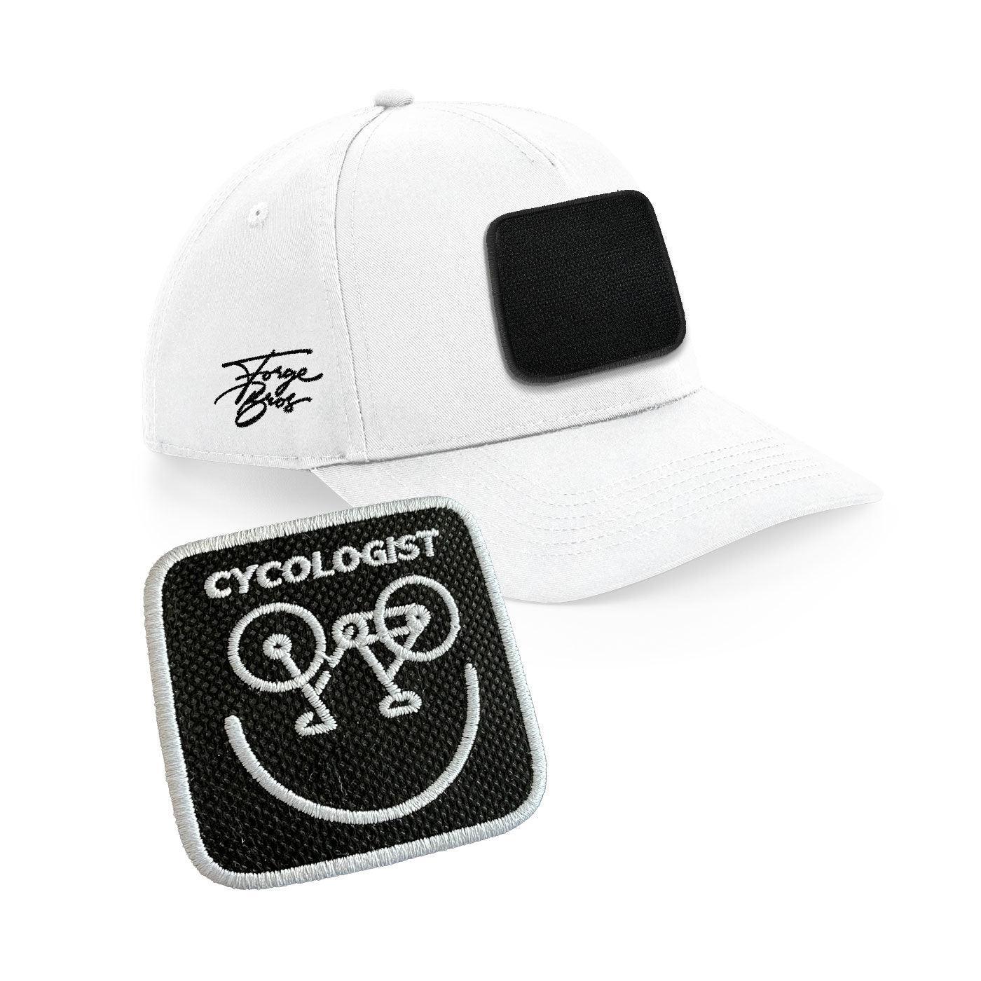 Cycologist Cap Embroidered Velcro Patch Bike Hat Black, White, Grey - Forge Bros