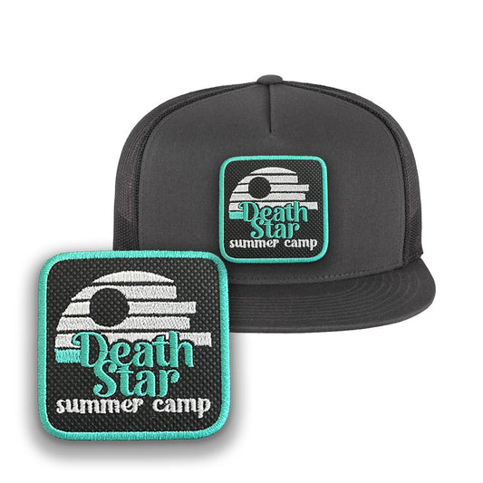 Death Star Trucker Hat Embroidered Velcro Snapback Trucker Cap Black, White, Grey