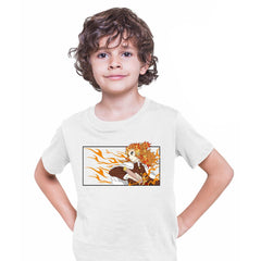 Demon Slayer T-shirt Kyojuro Rengoku Anime Kimetsu No Yaiba Anime Manga Kids T-shirt - Kuzi Tees