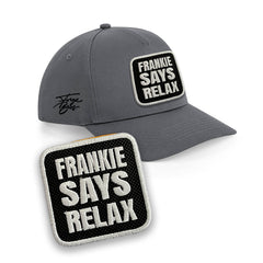 Frankie Says Relax Cap Embroidered Patch Hat Black, White, Grey