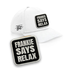 Frankie Says Relax Cap Embroidered Patch Hat Black, White, Grey