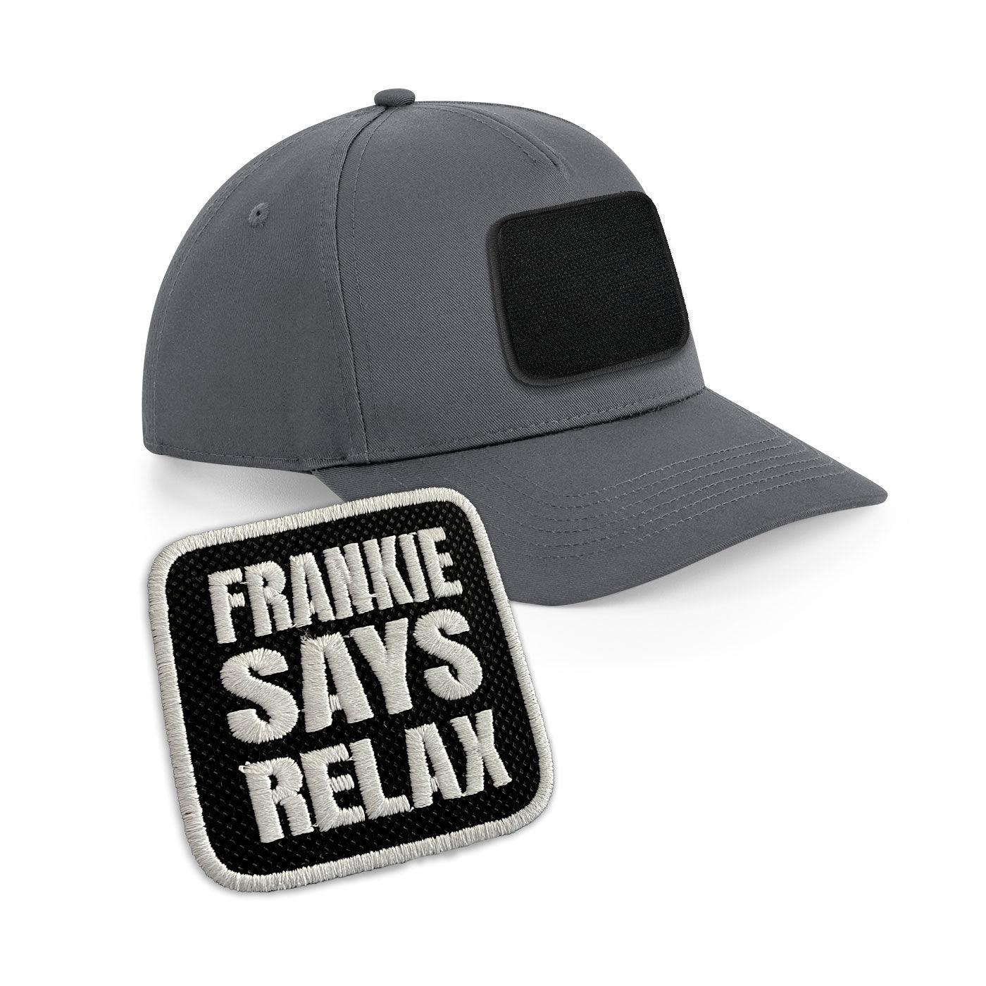 Frankie Says Relax Cap Embroidered Velcro Patch Hat Black, White, Grey - Forge Bros