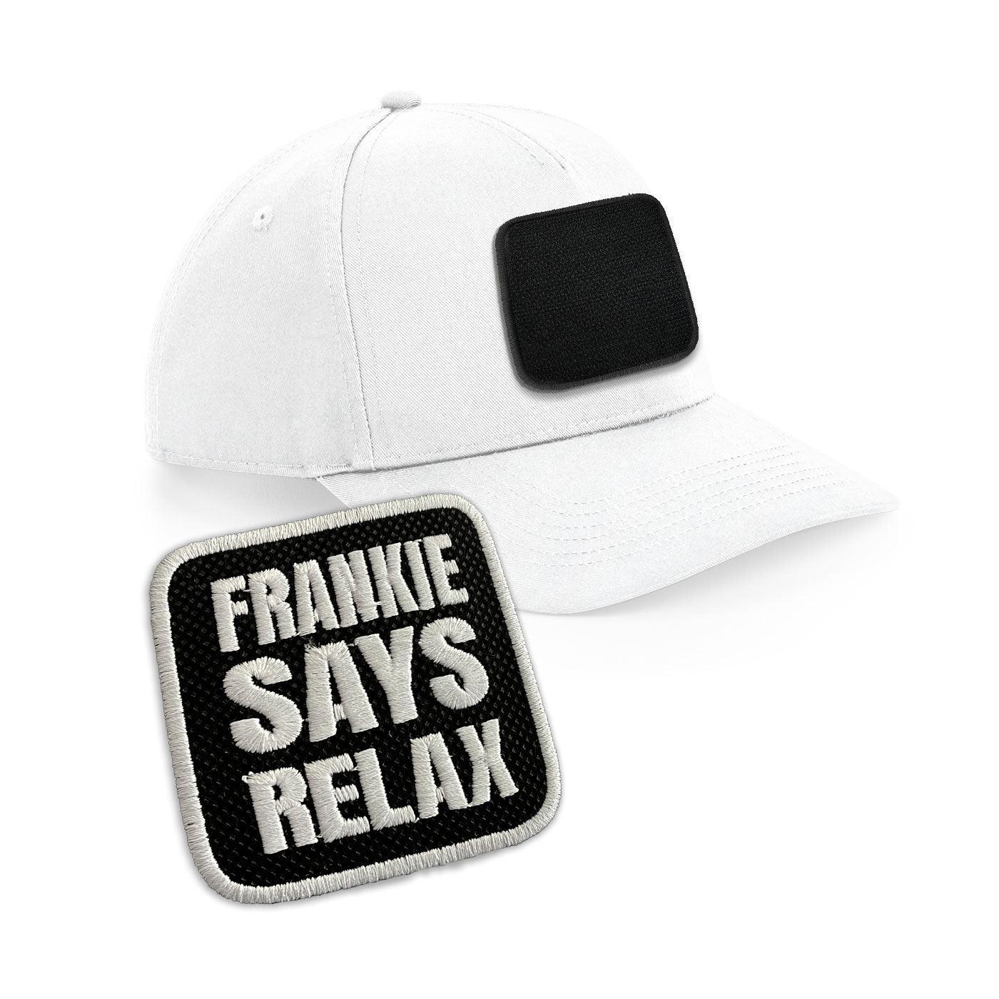 Frankie Says Relax Cap Embroidered Velcro Patch Hat Black, White, Grey - Forge Bros