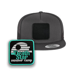 Death Star Trucker Hat Embroidered Velcro Snapback Trucker Cap Black, White, Grey