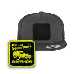 Fools & Horses Trucker Hat | Embroidered Trotters Snapback Mesh Cap | Classic Black, White & Grey Hat with Removable Patch