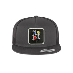 Mondorian Trucker Hat Embroidered Velcro Arty Snapback Trucker Cap Black, White, Grey