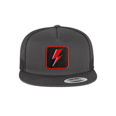 Bowie Flash Trucker Hat Embroidered Velcro Patch Music Snapback Trucker Hat Black, White, Grey