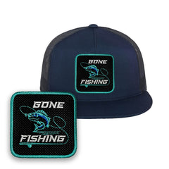 Fishing Trucker Hat Embroidered Snapback Trucker Mesh Fisherman Cap Black, White, Grey