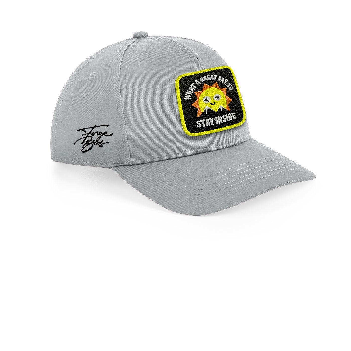 Great Day Cap Embroidered Velcro Patch Outdoor Hat Black, White, Grey - Forge Bros