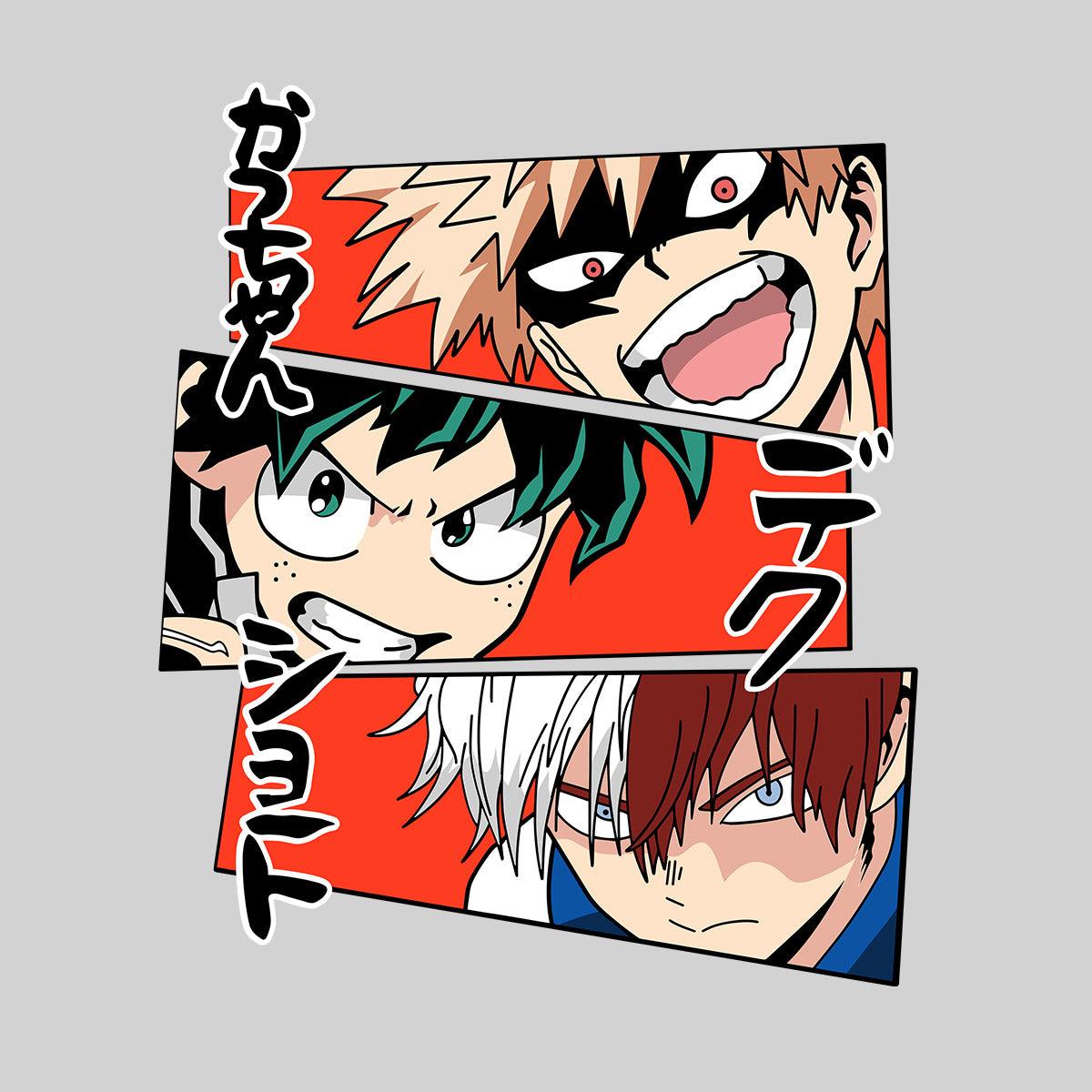 Anime My Hero Academia Katsuki Bakugo Midoriya Izuku And Shoto Todoroki T-shirt Anime Manga Kids T-shirt White