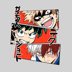Anime My Hero Academia Katsuki Bakugo Midoriya Izuku And Shoto Todoroki T-shirt Anime Manga Kids T-shirt White