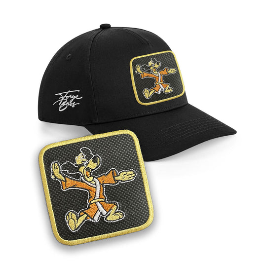 Hong Kong Phooey Cap Embroidered Patch Retro Black, White, Grey