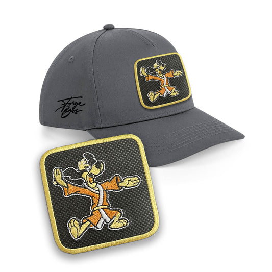 Hong Kong Phooey Cap Embroidered Patch Retro Black, White, Grey