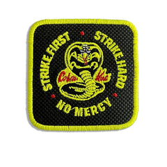 Cobra Kai Strike Hard Cap Embroidered Velcro Patch Hat Black, White, Grey - Forge Bros