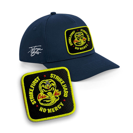 Cobra Kai Cap Strike Hard Cap Embroidered Patch Hat Black, White, Grey