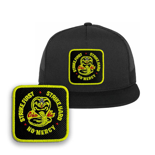 Cobra Kai Hat Embroidered Patch Movie Snapback Trucker Hat Black, White, Grey