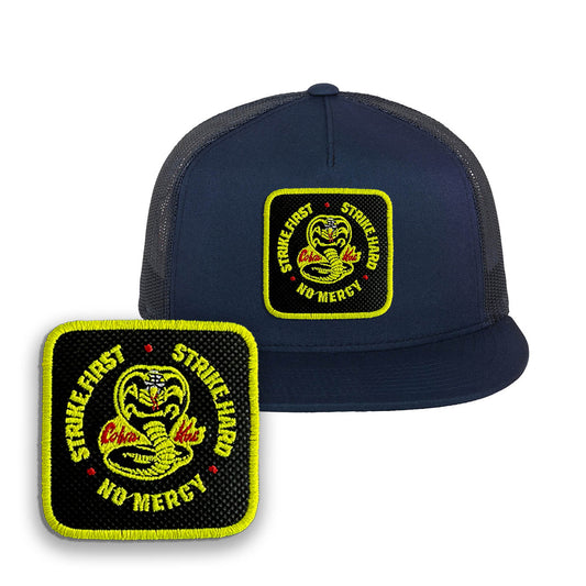Cobra Kai Hat Embroidered Patch Movie Snapback Trucker Hat Black, White, Grey