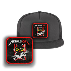 Metalicat Trucker Hat Embroidered Heavy Metal Snapback Trucker Cap Black, White, Grey