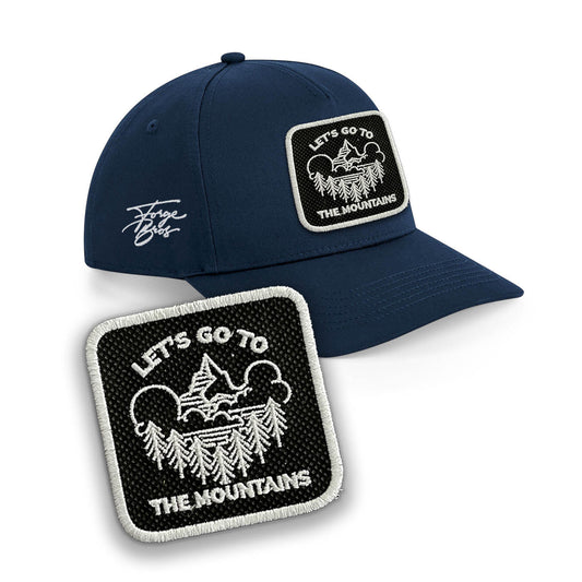 Mountains Outdoor Cap Embroidered Patch Hat Black, White, Grey