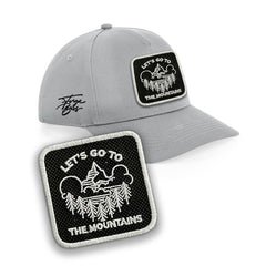 Mountains Outdoor Cap Embroidered Patch Hat Black, White, Grey