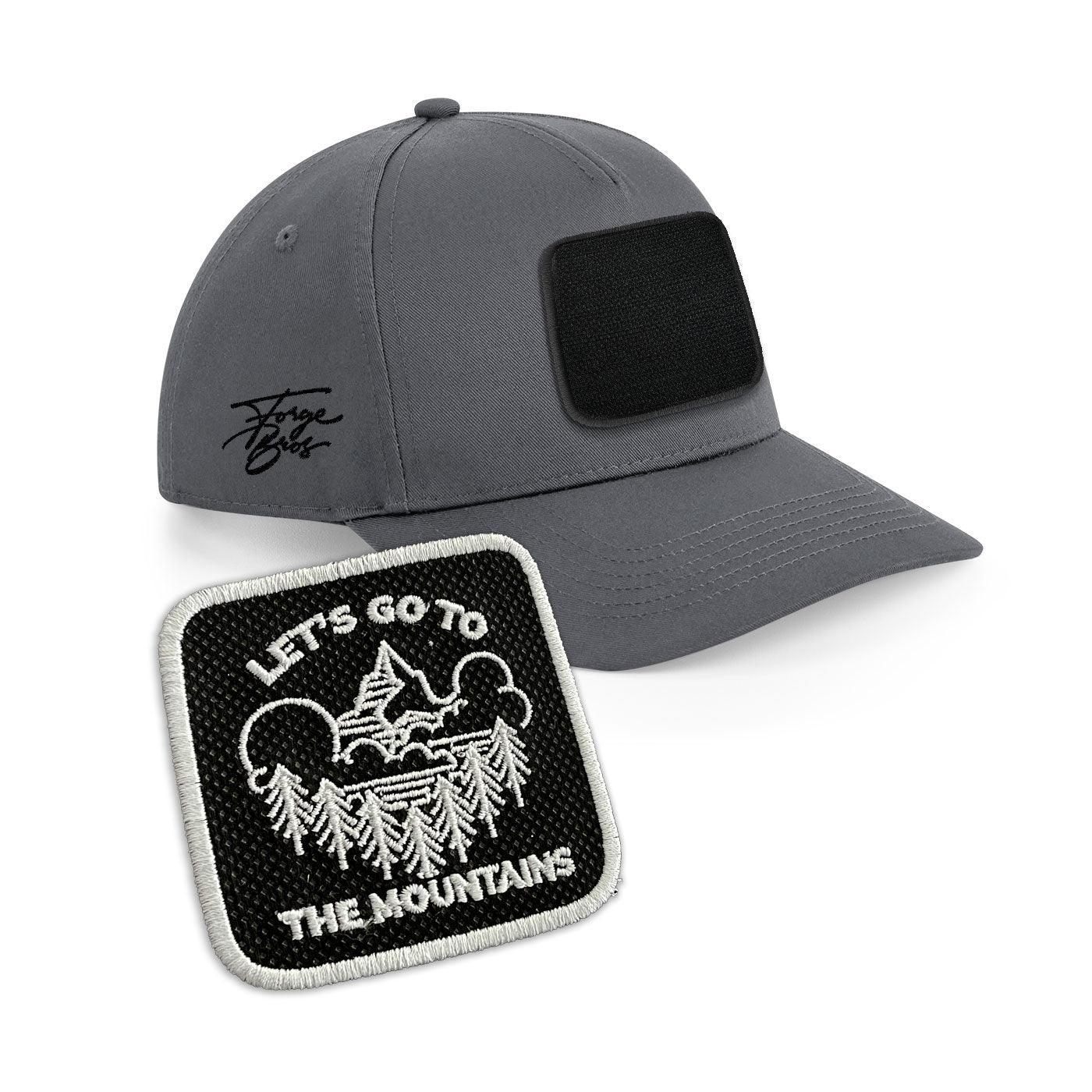 Mountains Outdoor Cap Embroidered Velcro Patch Hat Black, White, Grey - Forge Bros