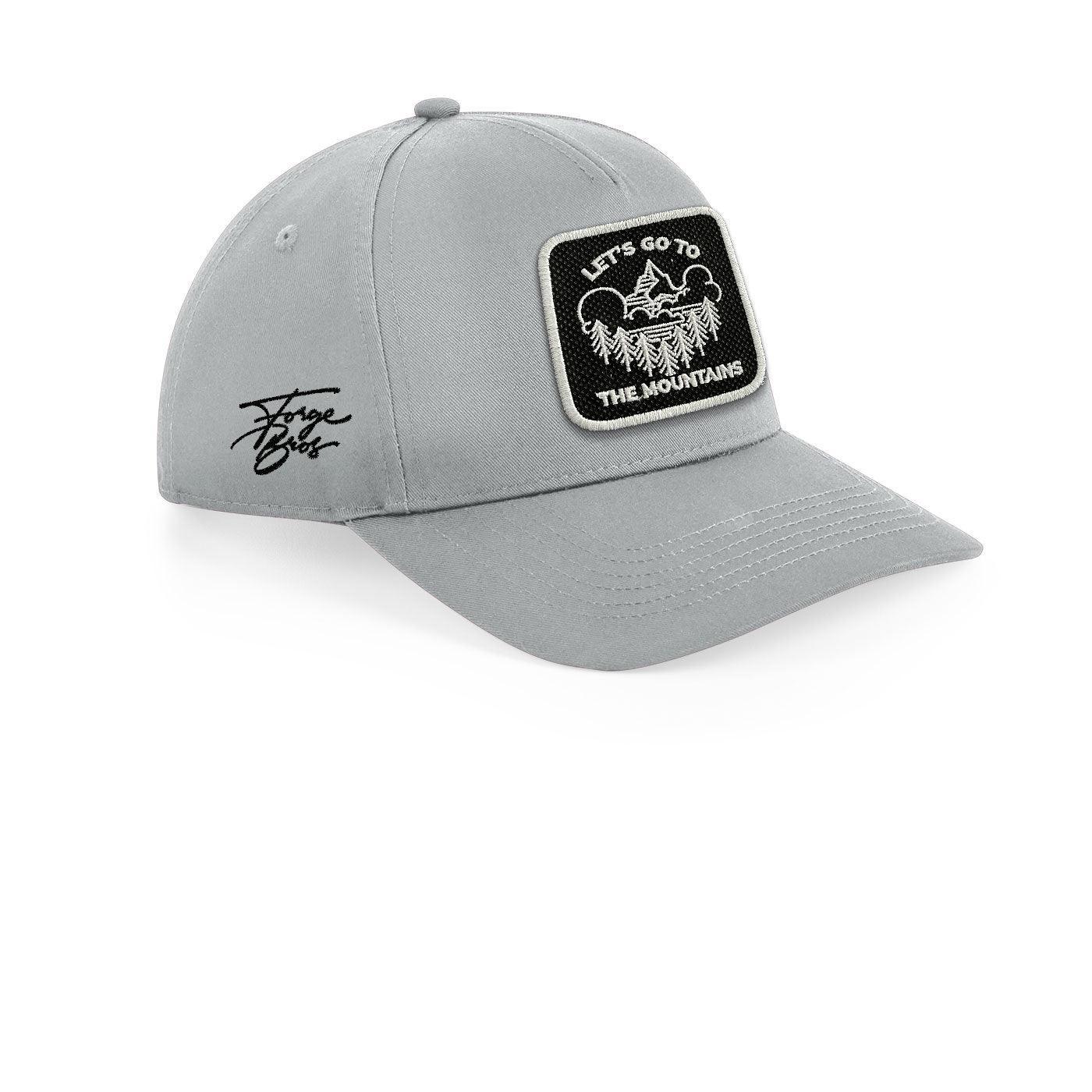 Mountains Outdoor Cap Embroidered Velcro Patch Hat Black, White, Grey - Forge Bros