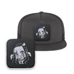 Nezuko Kamado Embroidered Hat Kimetsu no Yaiba Classic Trucker Mesh Grey Cap