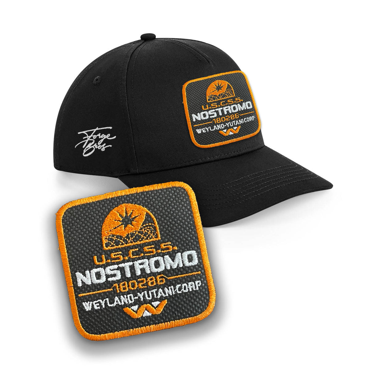 Uscss Nostromo Cap Embroidered Patch, Black, White, Grey Baseball Cap Urbanwear 5 Pannel Snapback