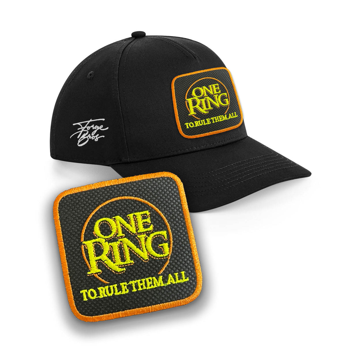 One Ring LOTR Cap Embroidered Patch Rule them all Black, White, Grey