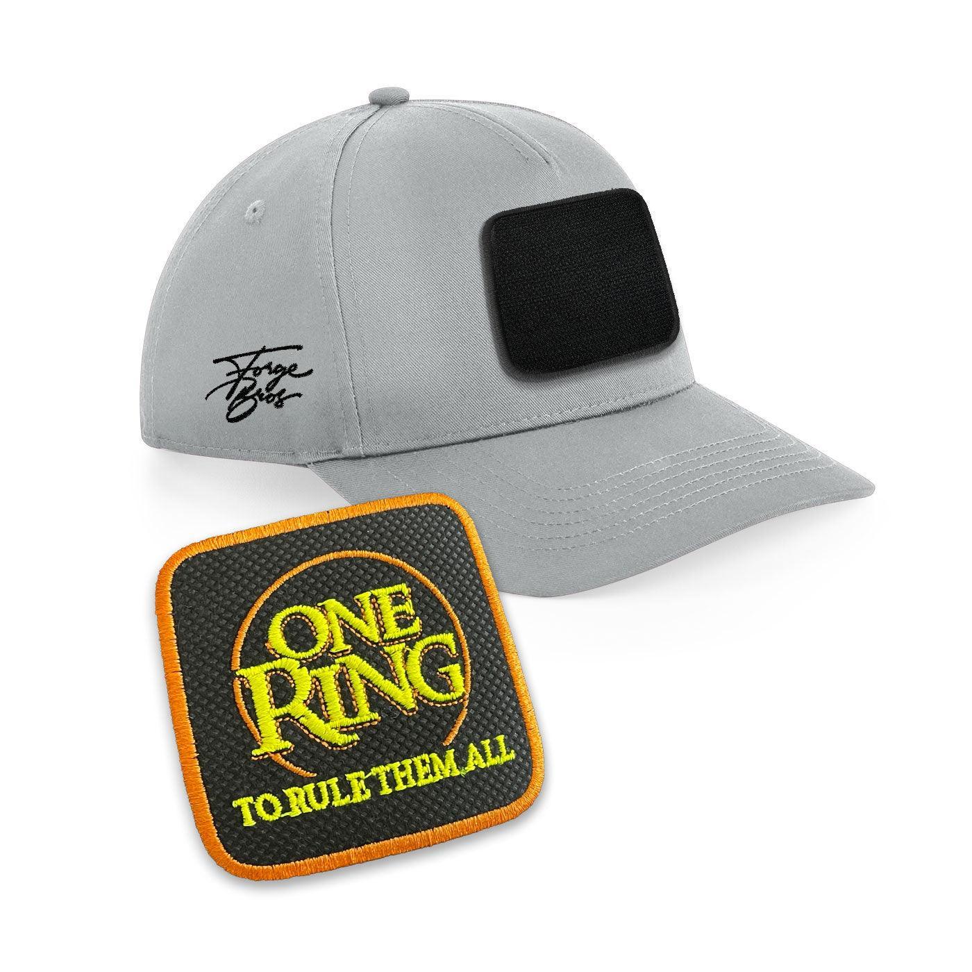 One Ring LOTR Cap Embroidered Velcro Patch Rule them all Black, White, Grey - Forge Bros