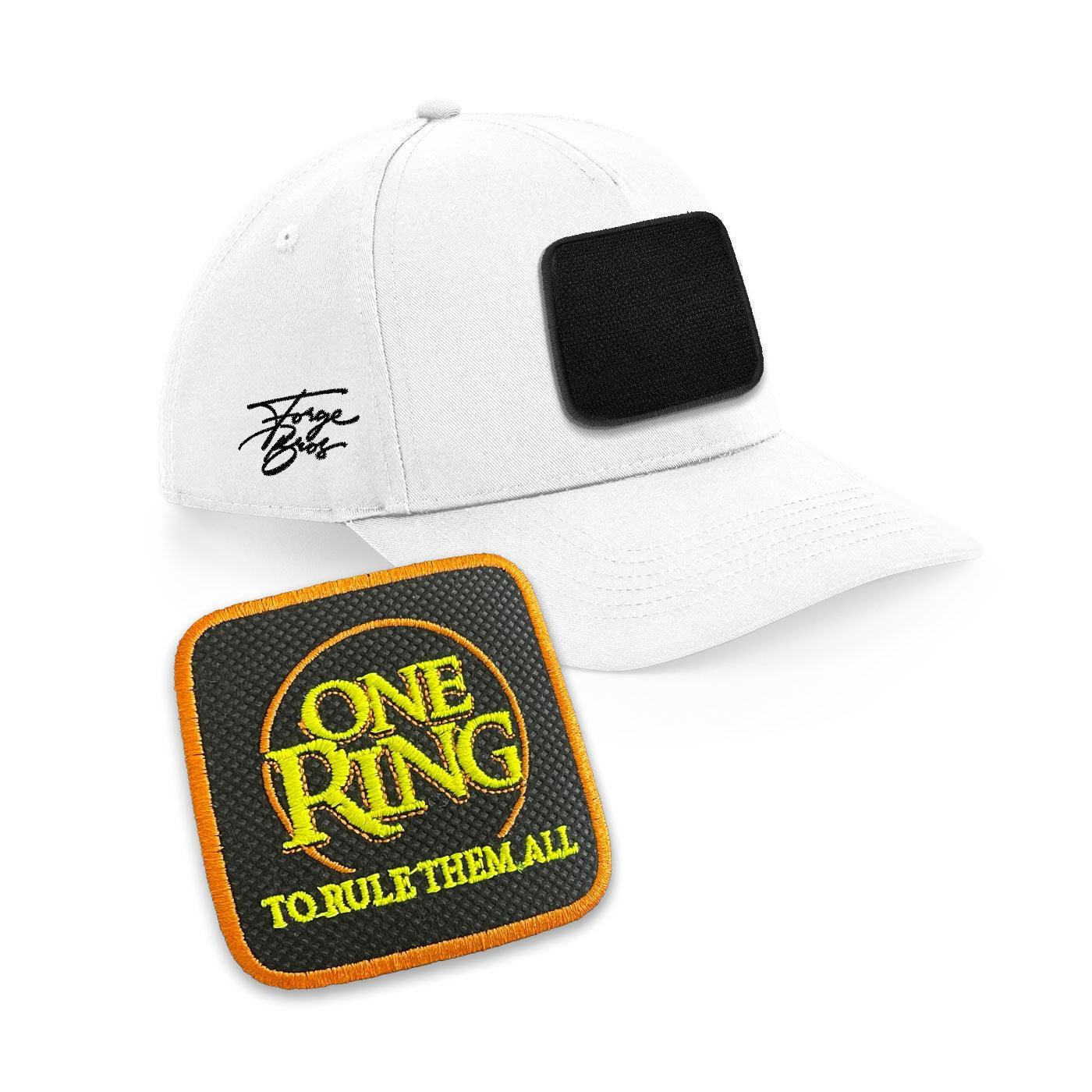 One Ring LOTR Cap Embroidered Velcro Patch Rule them all Black, White, Grey - Forge Bros