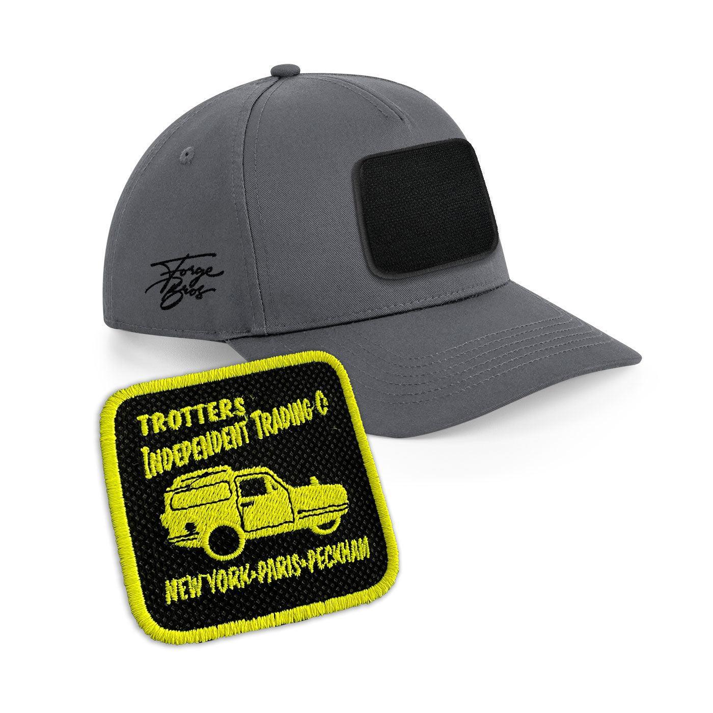 Only Fools and Horses Cushty Cap Embroidered Velcro Patch Hat Black, White, Grey - Forge Bros