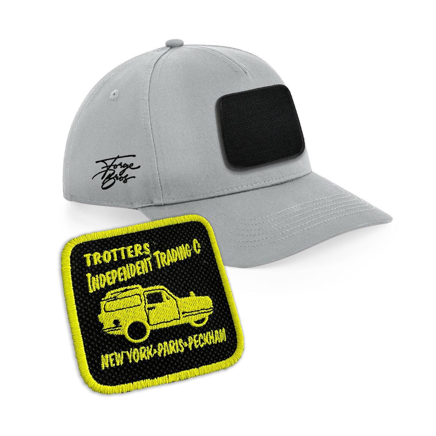 Only Fools and Horses Cushty Cap Embroidered Velcro Patch Hat Black, White, Grey - Forge Bros