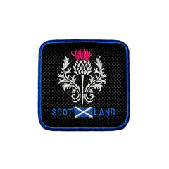 Scotland Cap Thistle Embroidered Patch White