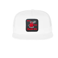 Pochita Woof Woof Embroidered Hat Chainsaw Man Classic Trucker Mesh White Cap