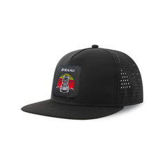 Cat Ramen Kawaii Neko Streetwear Black Hat with Flat Visor Embroidered Patch