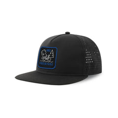 Bike Adventure Streetwear Black Hat with Flat Visor Embroidered Patch
