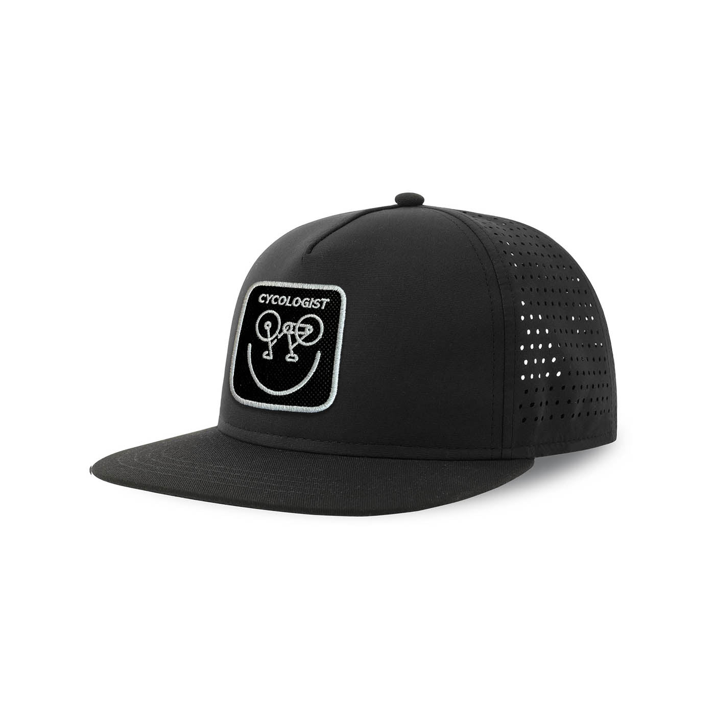 Cycologist Streetwear Black Hat with Flat Visor Embroidered Patch