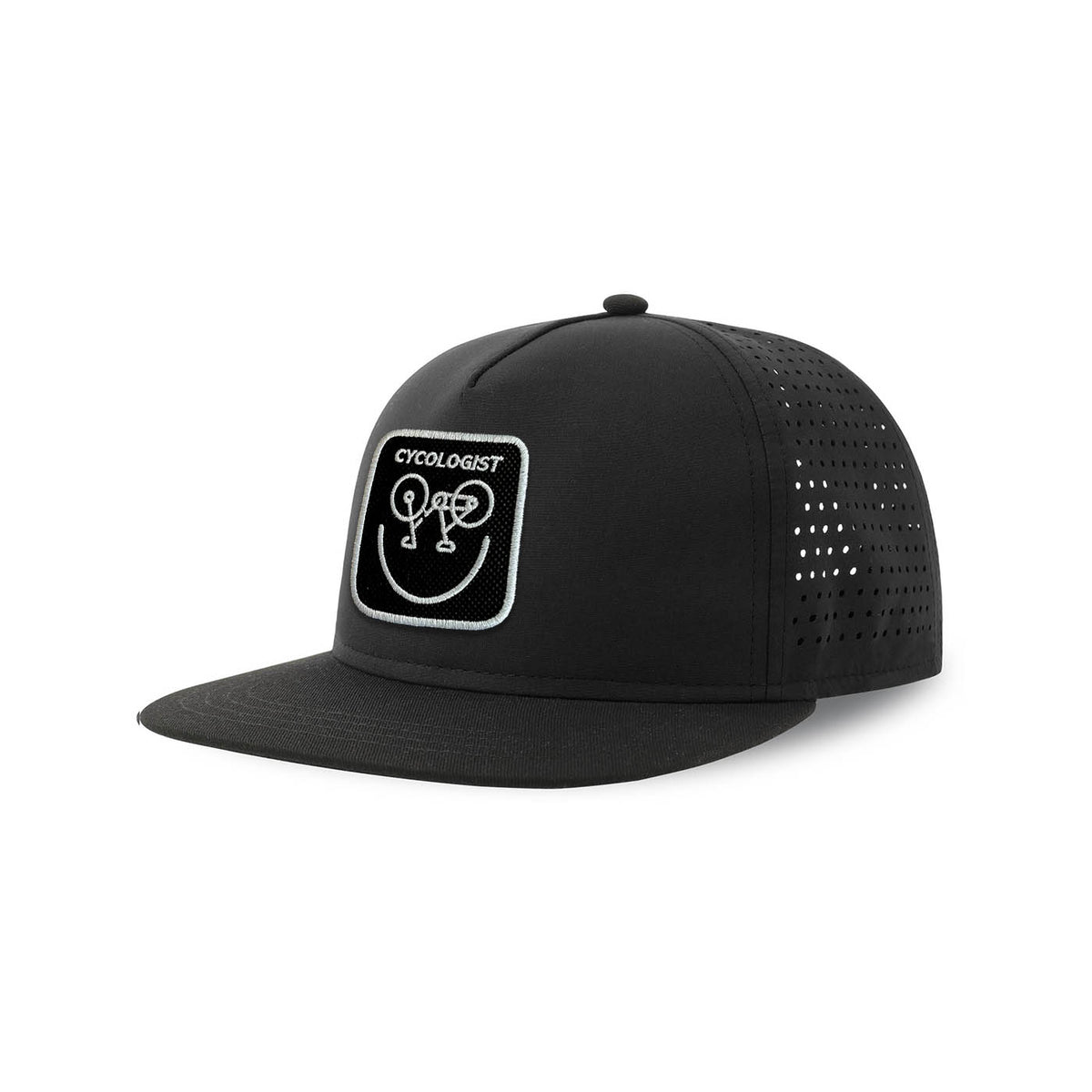 Cycologist Streetwear Black Hat with Flat Visor Embroidered Patch