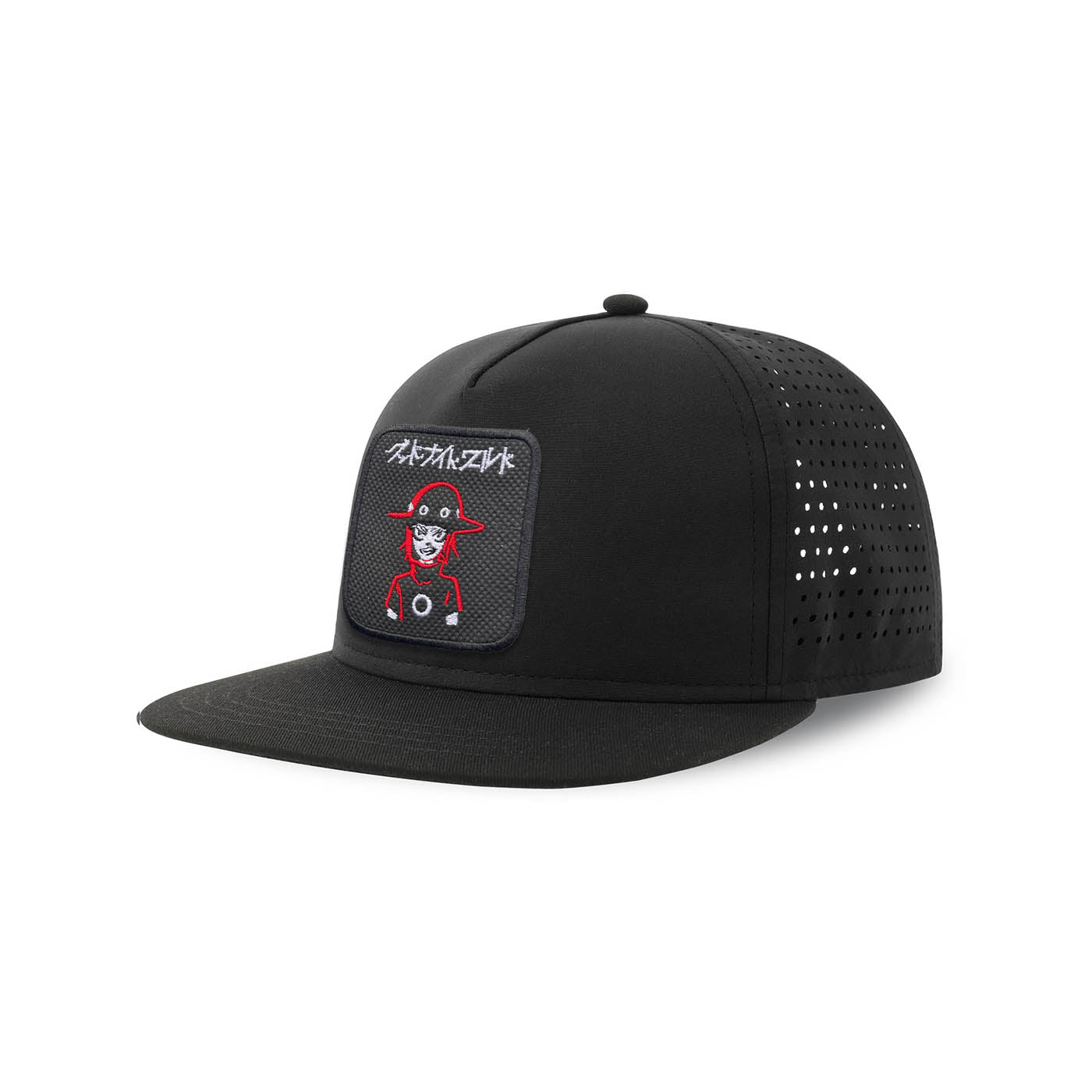 Ichi Taichiro Arima Streetwear Black Hat with Flat Visor Embroidered Patch