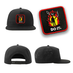 Do It Streetwear Black Hat with Flat Visor Embroidered Patch