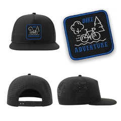 Bike Adventure Streetwear Black Hat with Flat Visor Embroidered Patch
