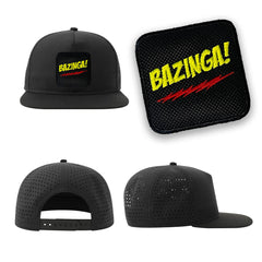 Bazinga Streetwear Black Hat with Flat Visor Embroidered Patch