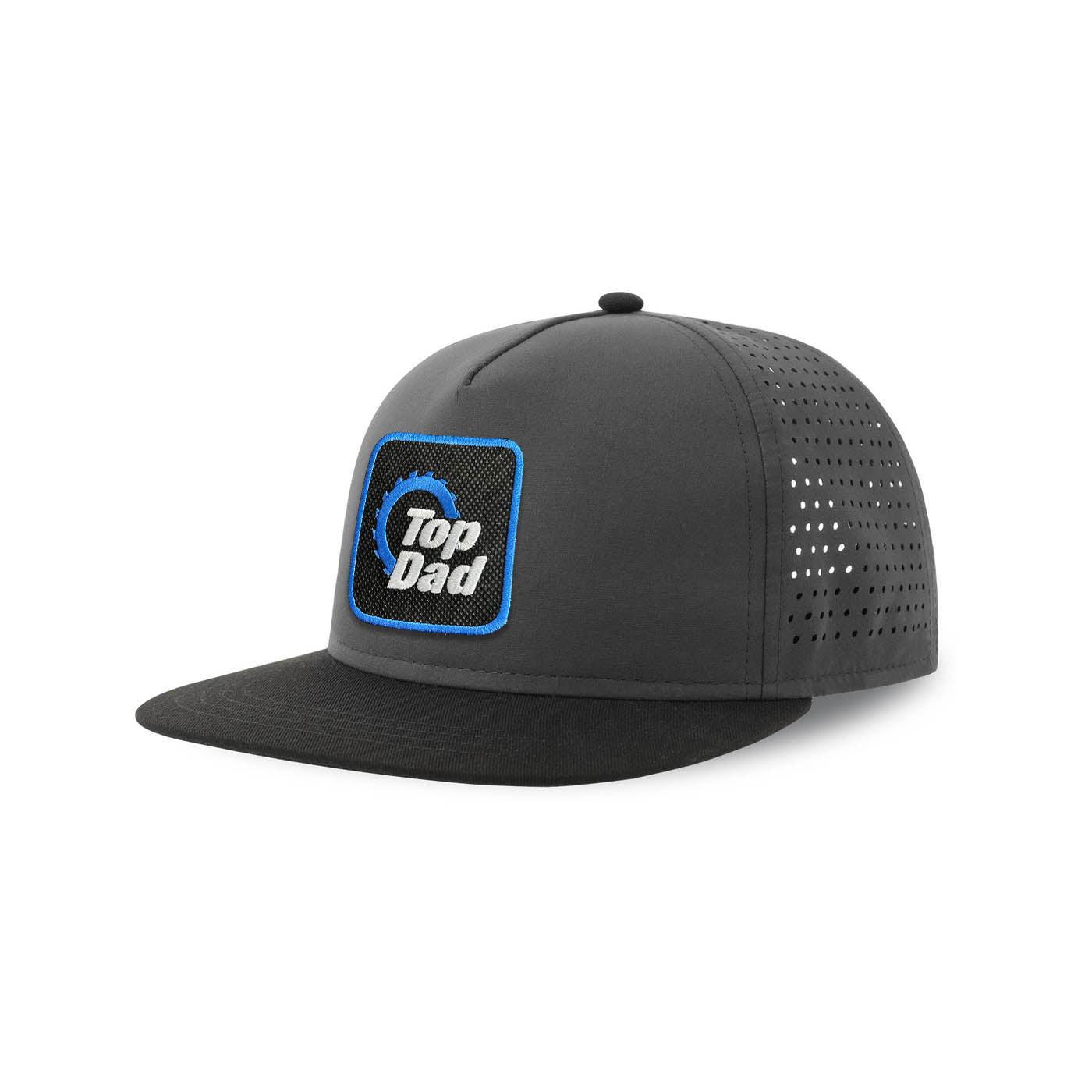 Top Dad Streetwear Grey Hat with Flat Visor Embroidered Patch